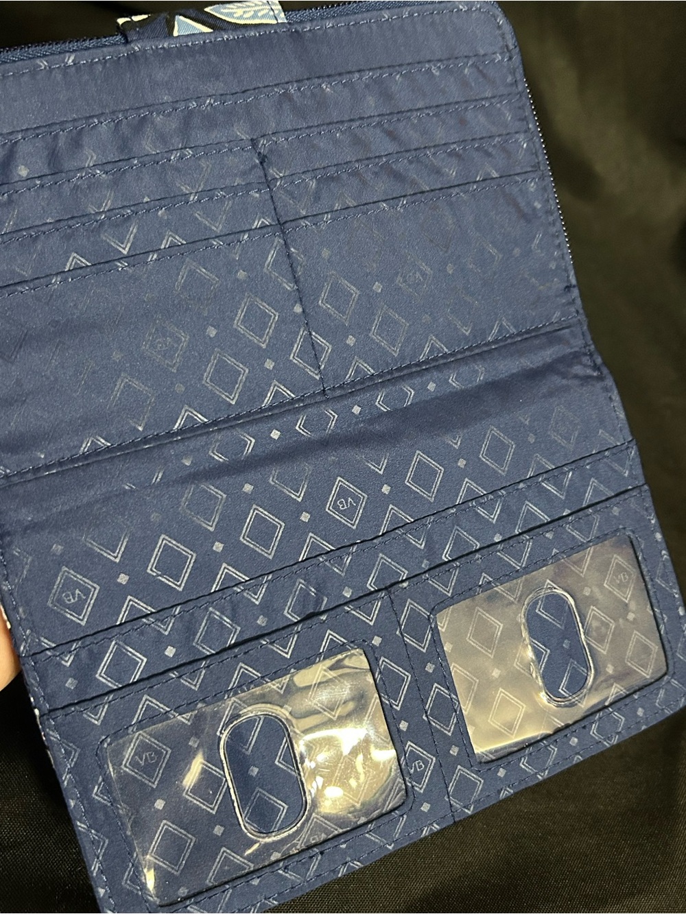 Vera Bradley Navy & Light Blue Quilted Floral Zip Wallet - Picture 8 of 8